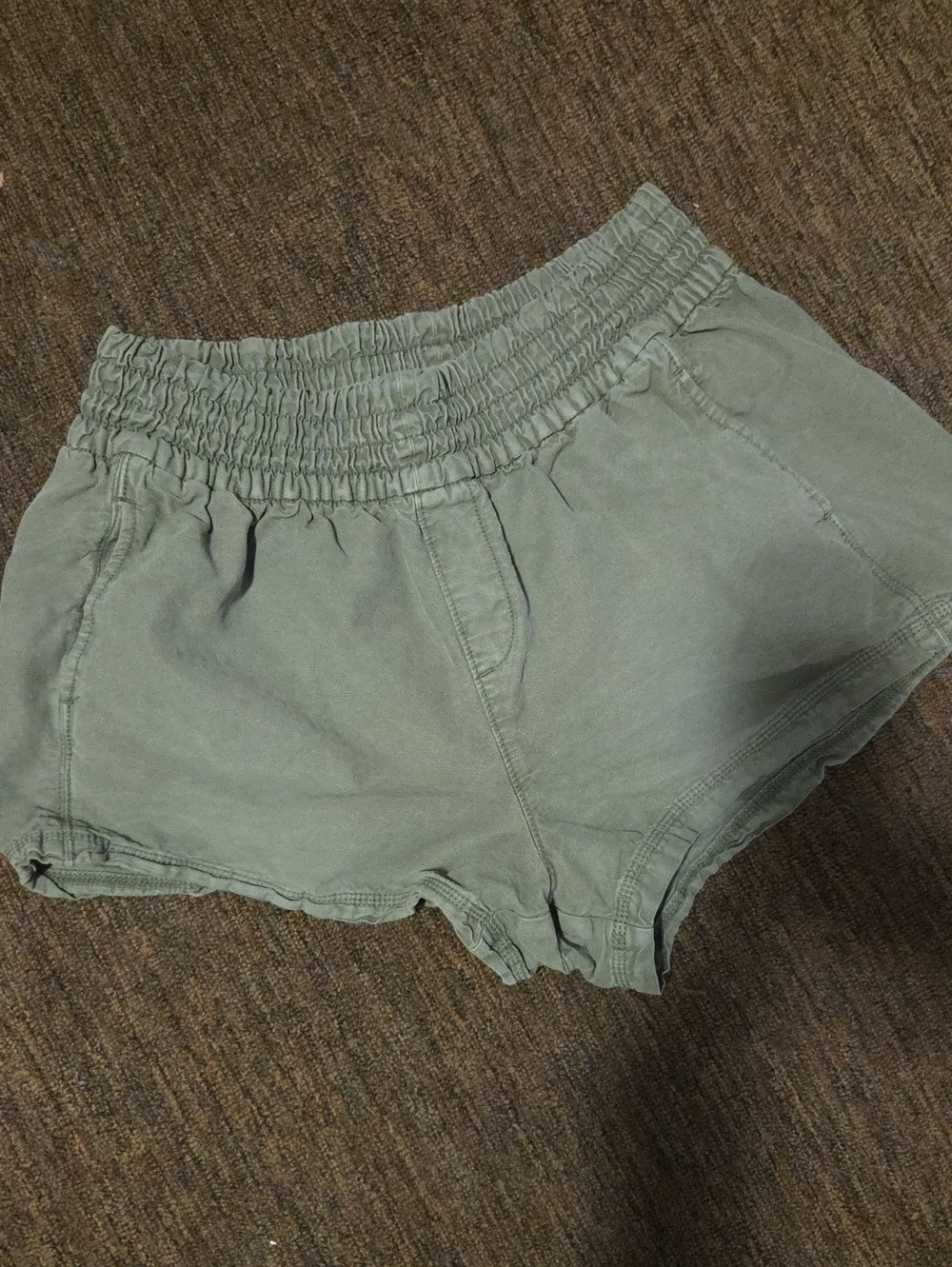 aerie Sage Green Elastic-Waist Athletic Shorts